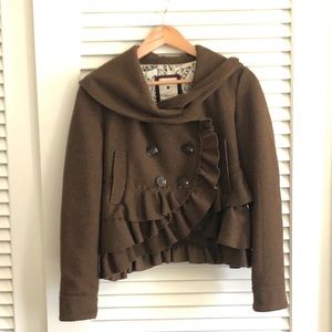 Elevenses Size 0 wool ruffle overcoat